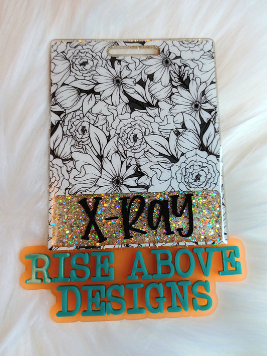 Black and White Floral Badge Buddy