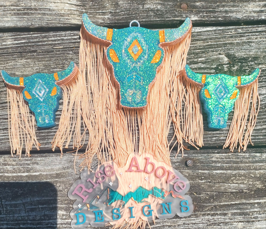 Bull Skull Freshie Set with Fringe