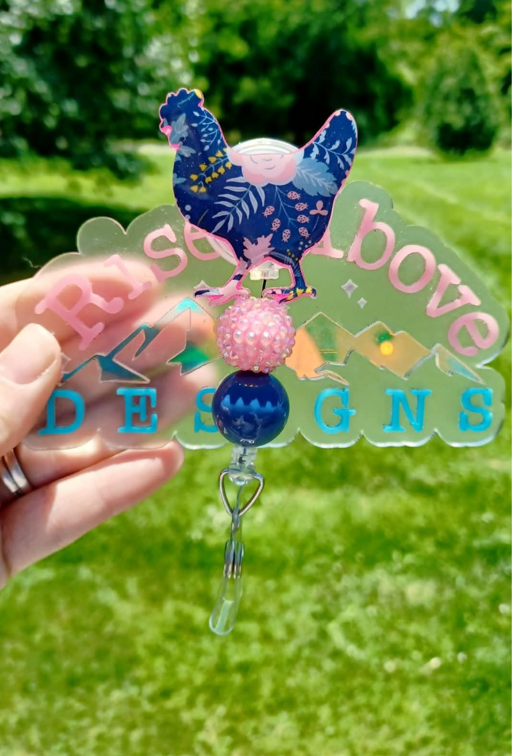Chicken Beaded Badge Reel