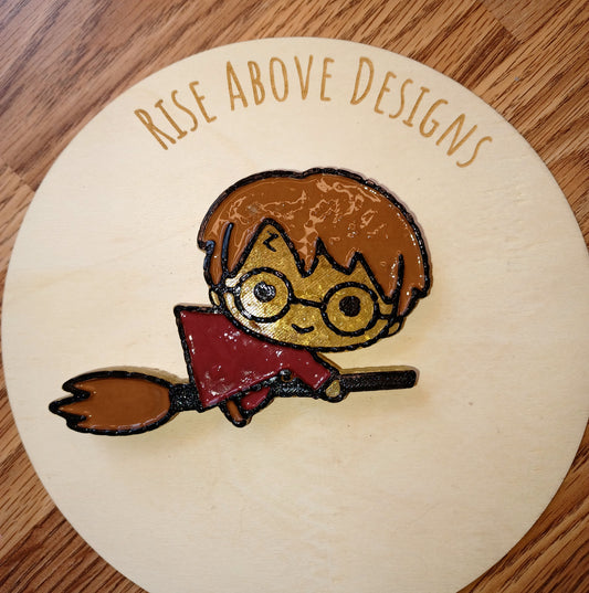 Wizard Boy on Broom Freshie