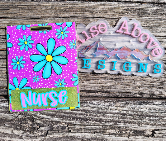 Pink with Teal Daisies Badge Buddy