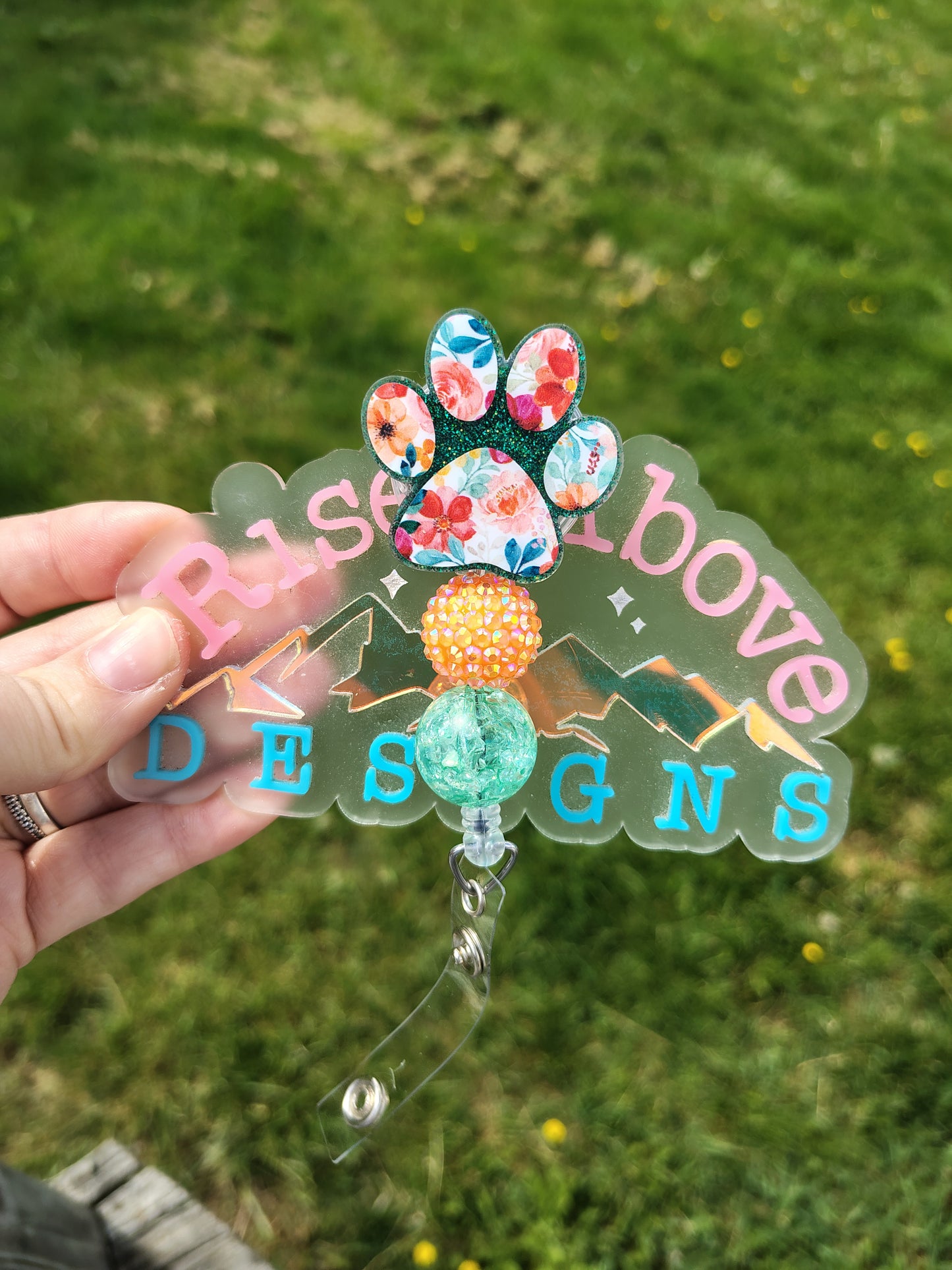 Paw Print Beaded Badge Reel