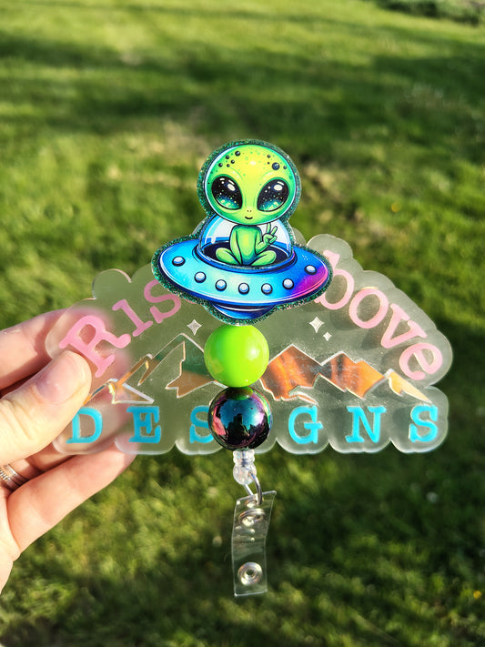 Alien Beaded Badge Reel