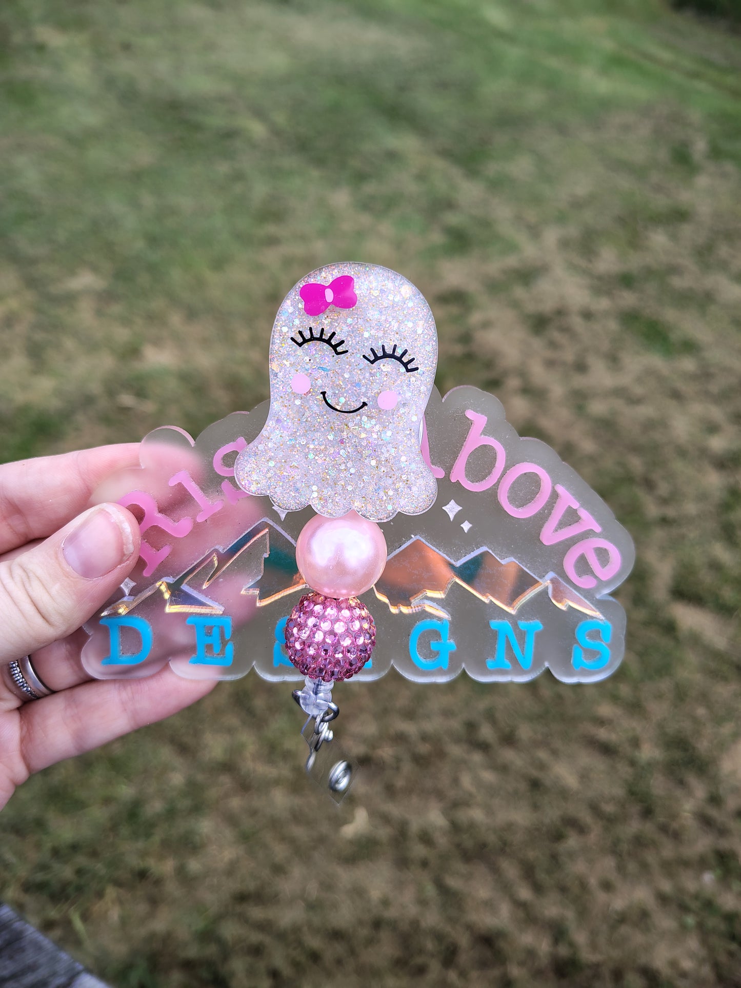 Ghost Beaded Badge Reel