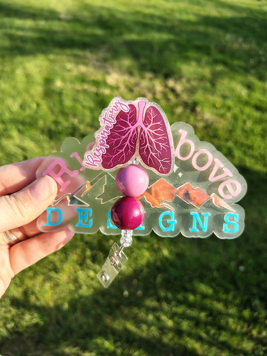 Respiratory Lungs Beaded Badge Reels