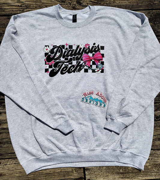 Checkered Dialysis Tech Bow Shirt