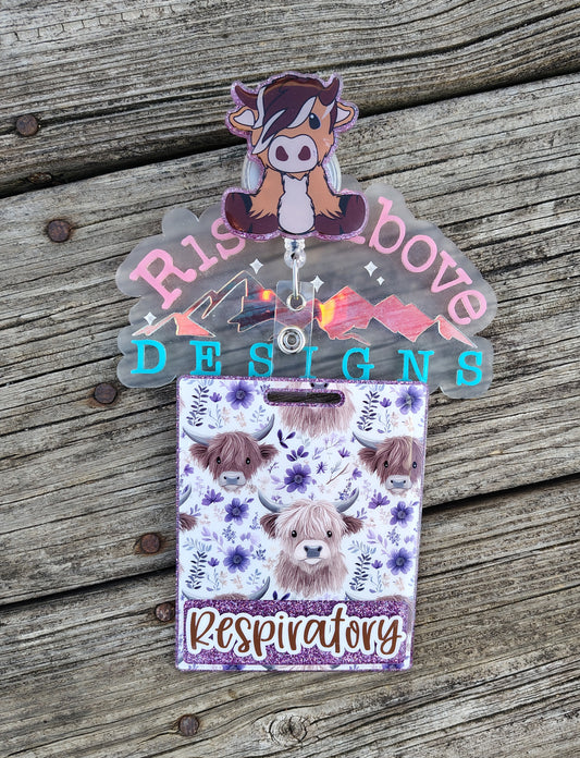 Highland Cow Badge Reel and Badge Buddy Set