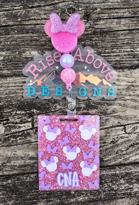 Girl Mouse Badge Reel and Badge Buddy Set