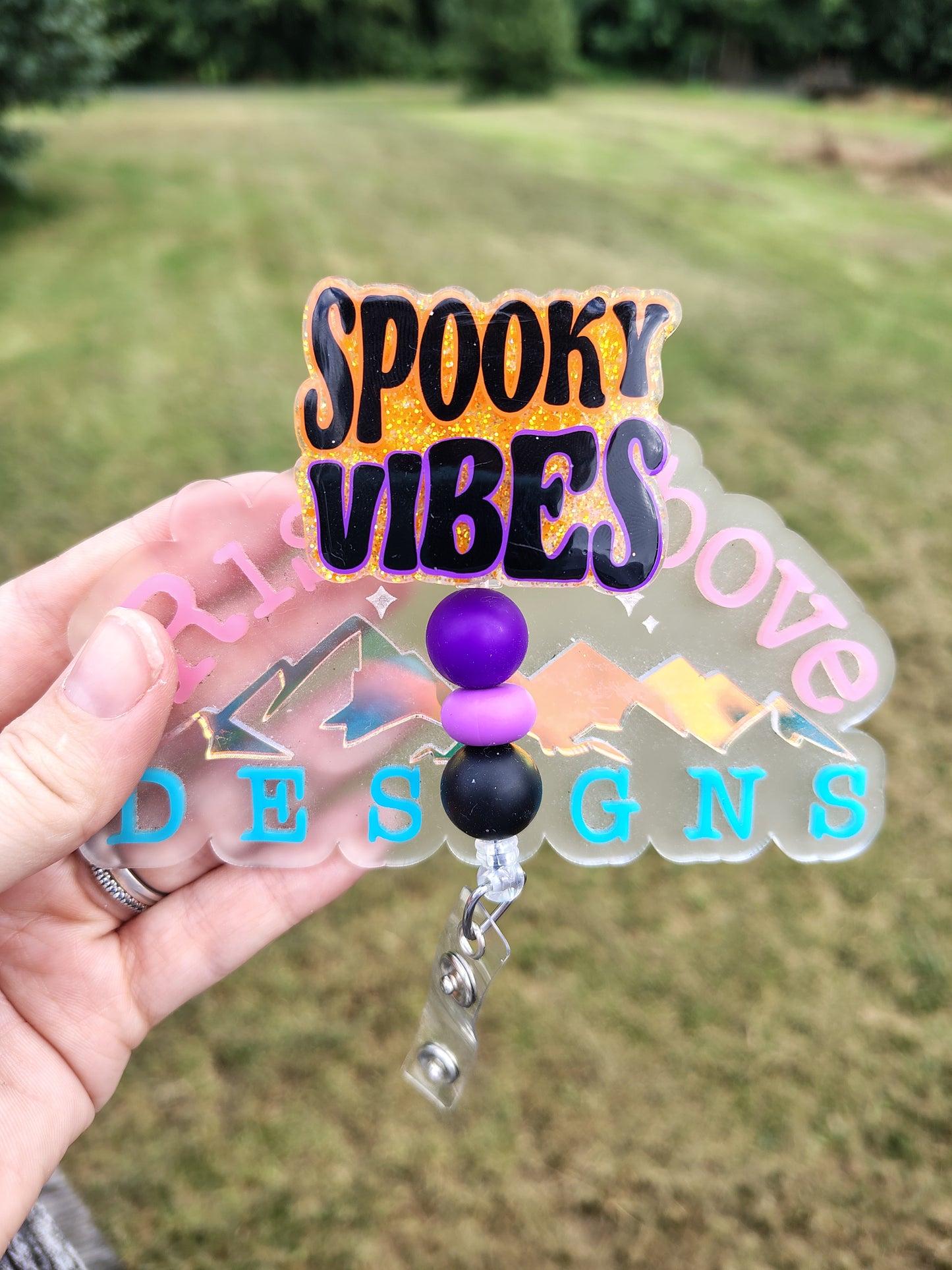 Spooky Vibes Beaded Badge Reel