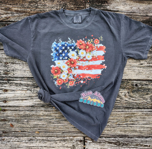 Floral American Flag Shirt