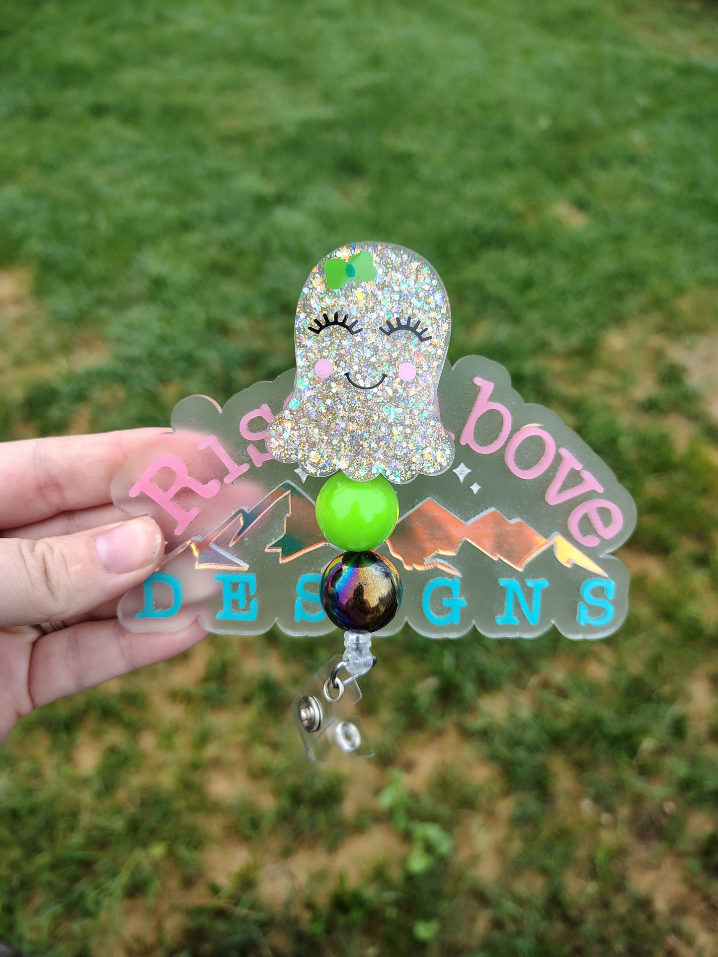 Ghost Beaded Badge Reel