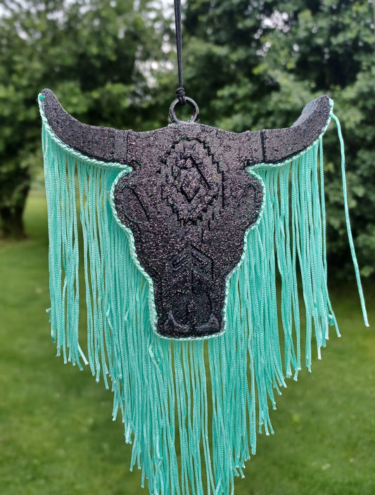 Bull Skull Freshie with Fringe