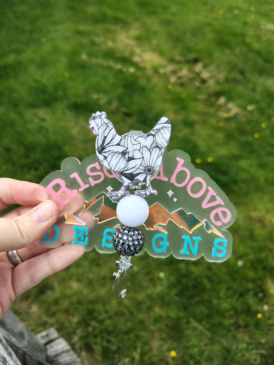 Chicken Beaded Badge Reel