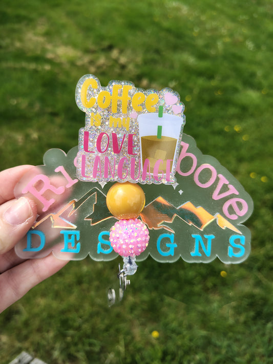 Coffee Is My Love Language Beaded Badge Reel