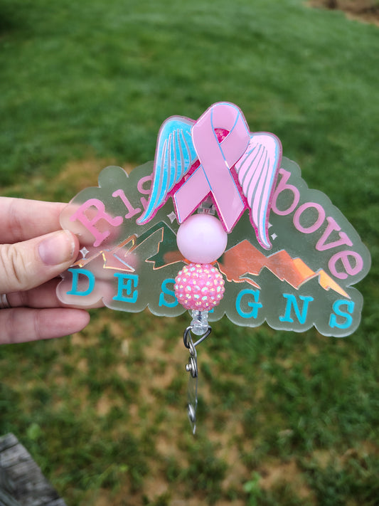 Breast Cancer Beaded Badge Reel