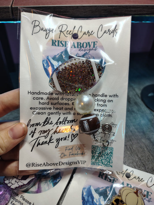 Football Beaded Badge Reel