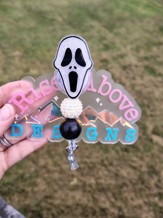 Ghost Face Beaded Badge Reel