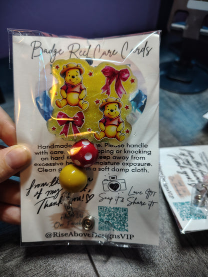 100 Acre Wood Characters Beaded Badge Reel