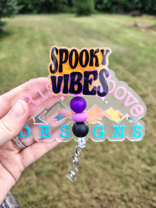 Spooky Vibes Beaded Badge Reel