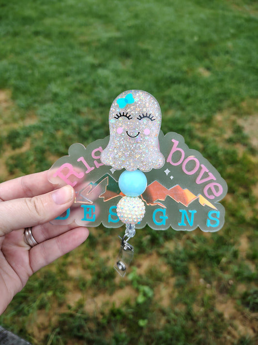 Ghost Beaded Badge Reel