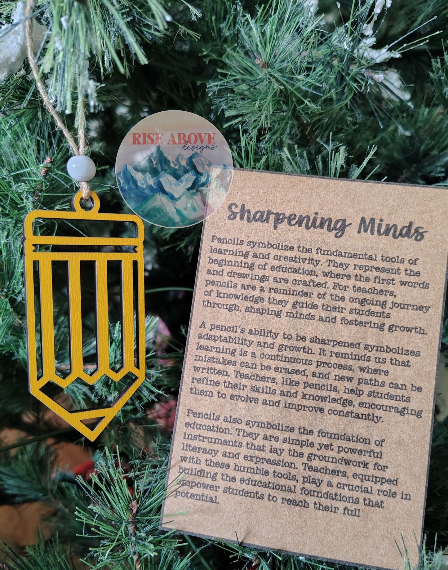 Sharpening Minds Pencil Story Card Ornament